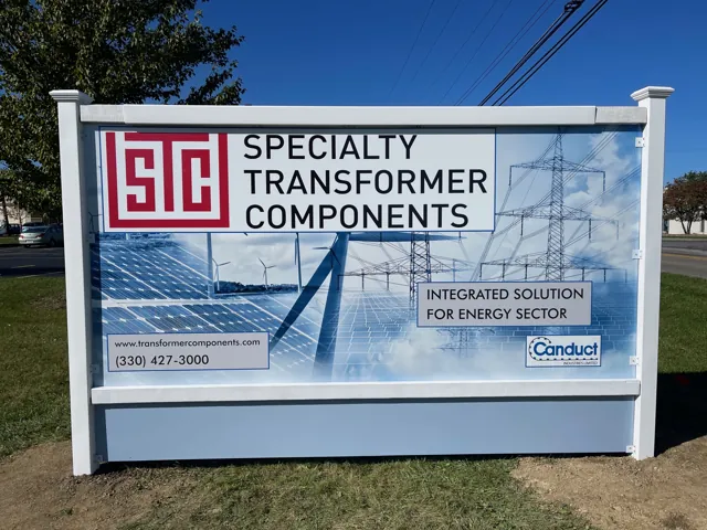 Large outdoor sign for an energy components company