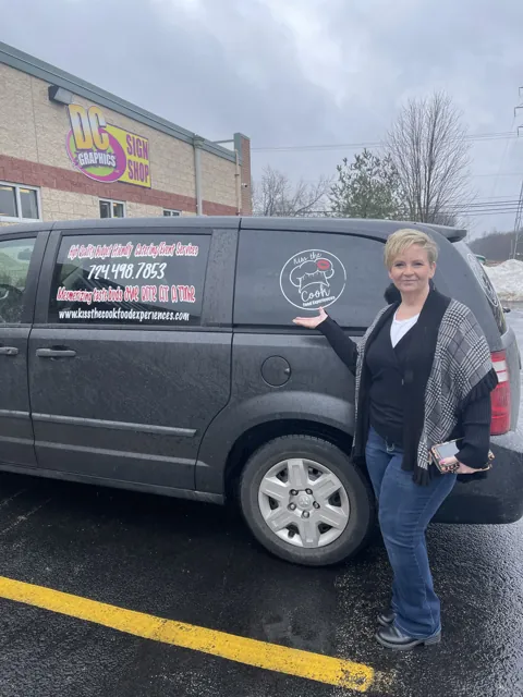 Custom vehicle decals on a minivan