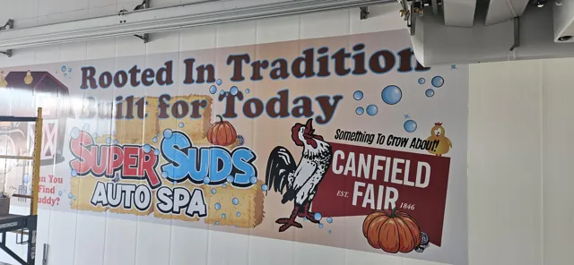 Large wall mural graphics for an auto spa