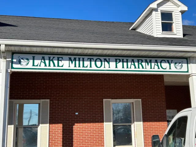 Dimensional lettering on a pharmacy