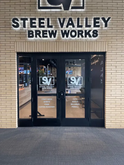 Entrance door lettering for a brewery