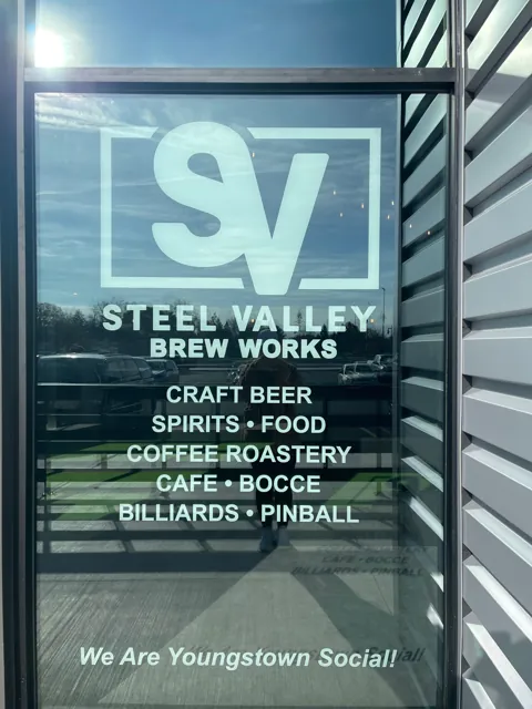 Window lettering and logo for a brewery