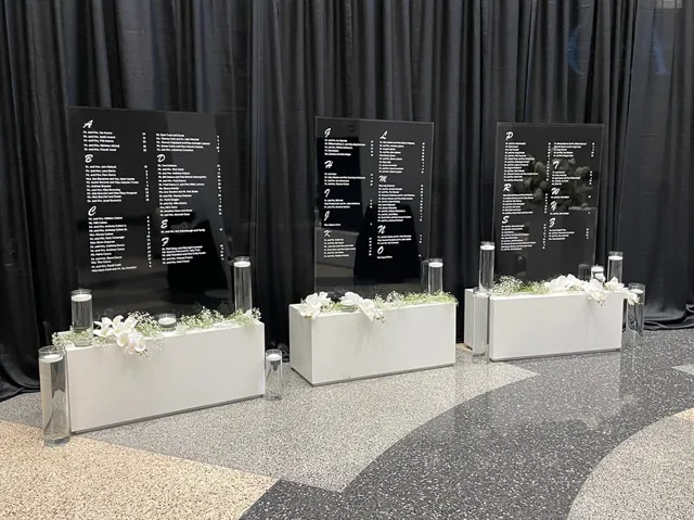 Black acrylic seating charts