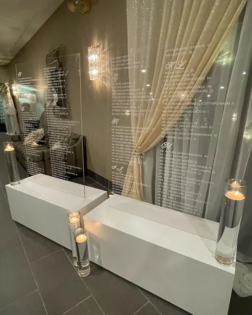 Clear acrylic seating chart