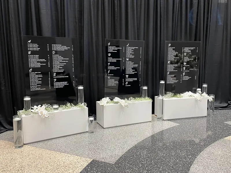 Black acrylic seating charts